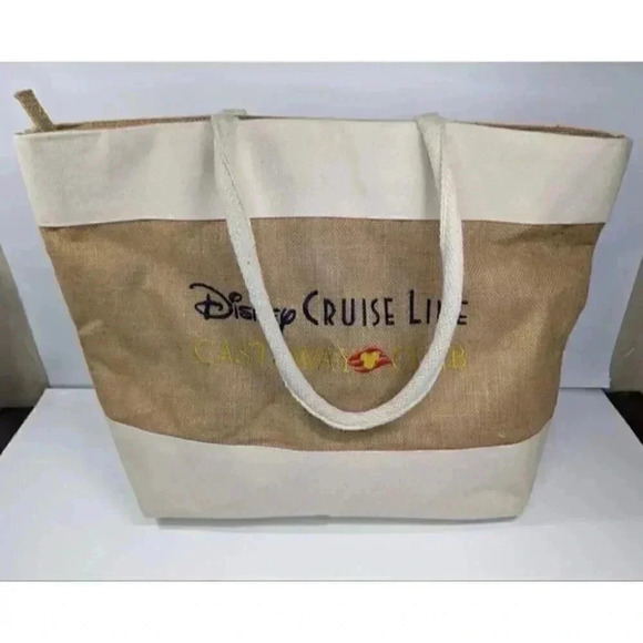 Disney Cruise Line Castaway Club Canvas Burlap Beach Tote Bag h2 - Picture 1 of 5